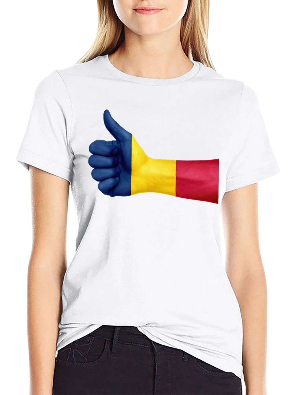 Romania Flag Thumbs Up Graphic Tee - Black product image 8