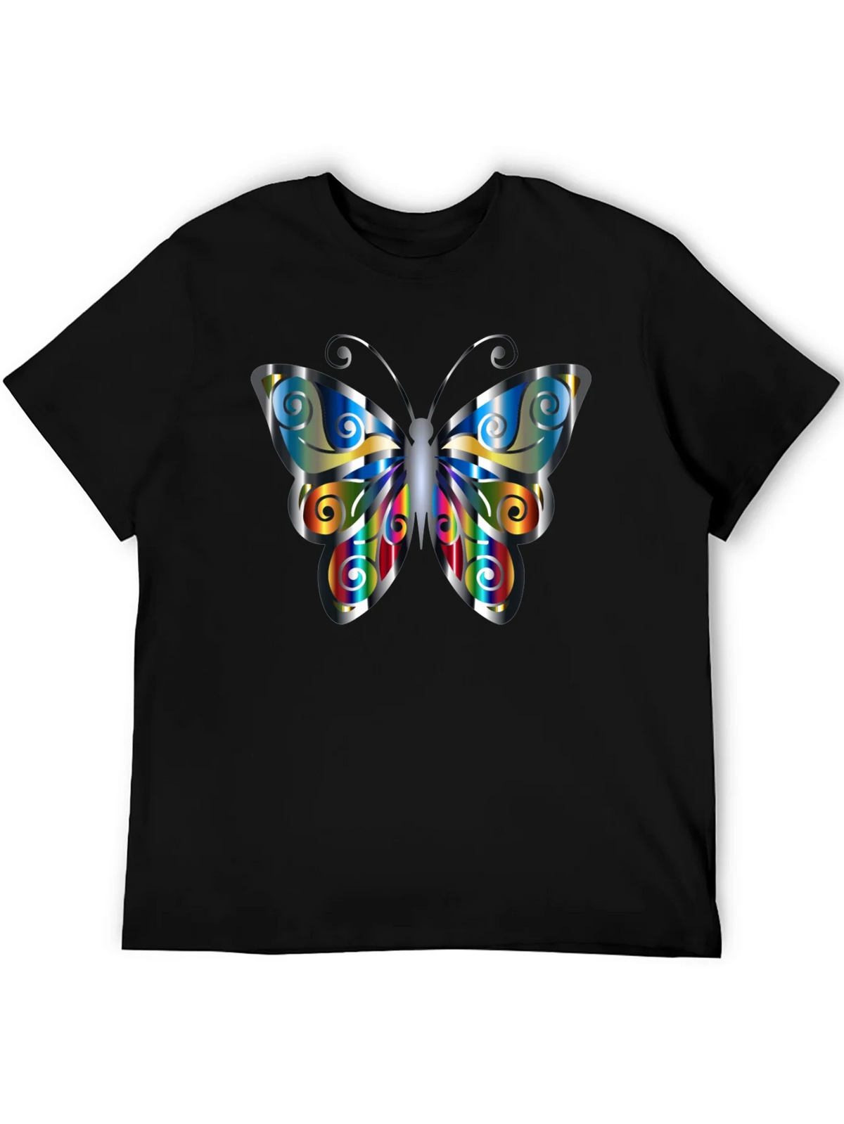 Butterfly Graphic Print Mens Black T-Shirt product image 5
