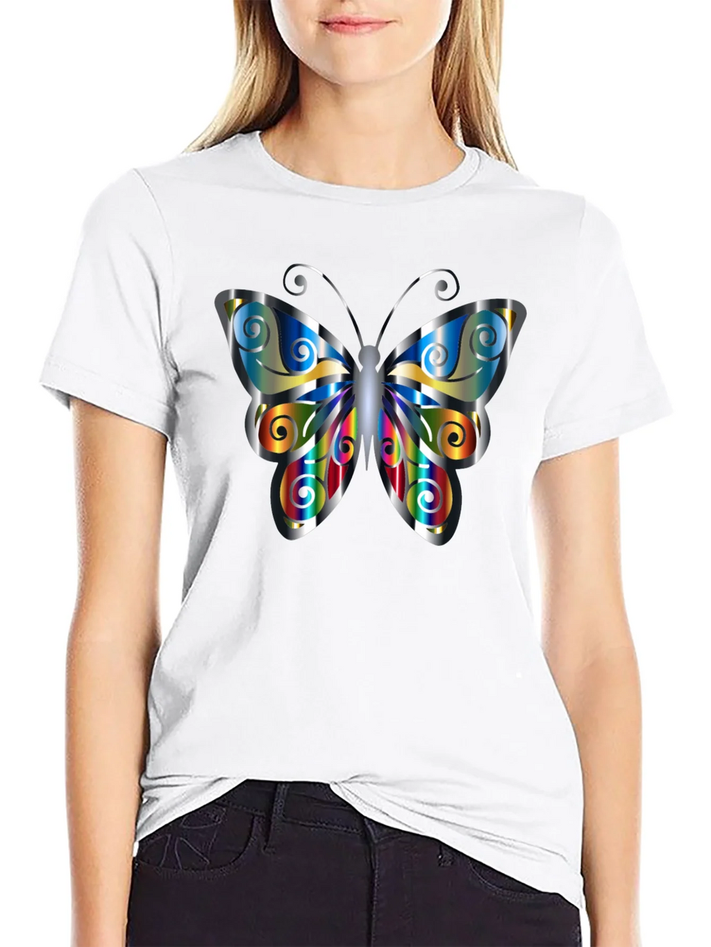 Butterfly Graphic Print Mens Black T-Shirt product image 8