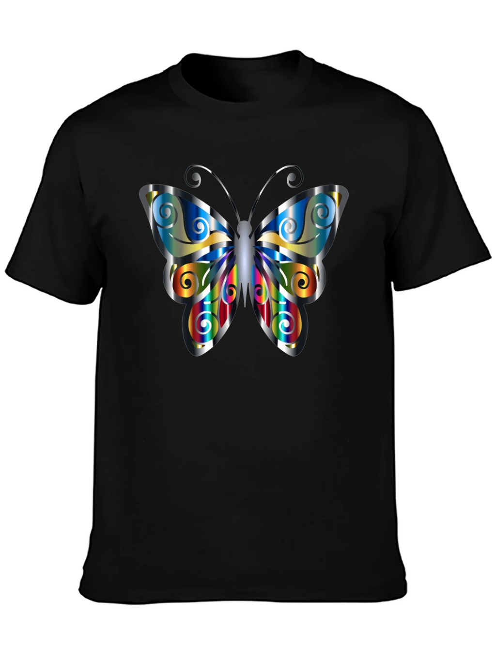 Butterfly Graphic Print Mens Black T-Shirt product image 3