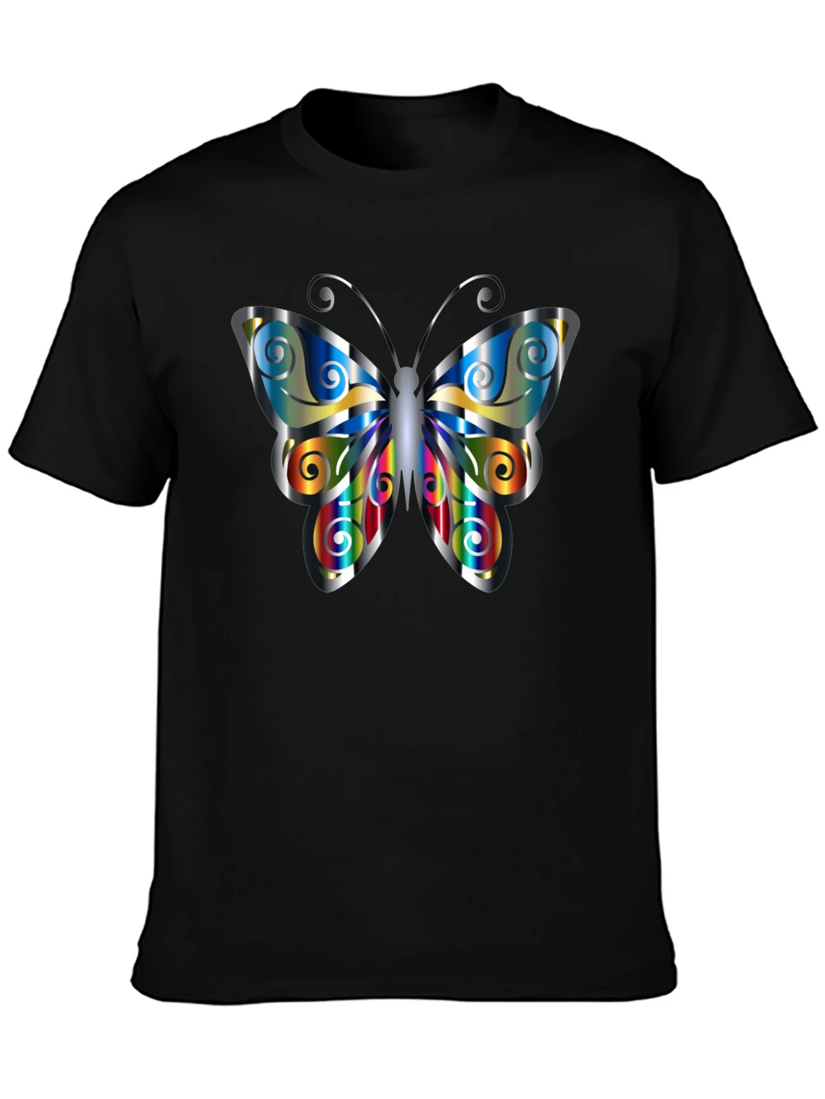 Butterfly Graphic Print Mens Black T-Shirt product image 3