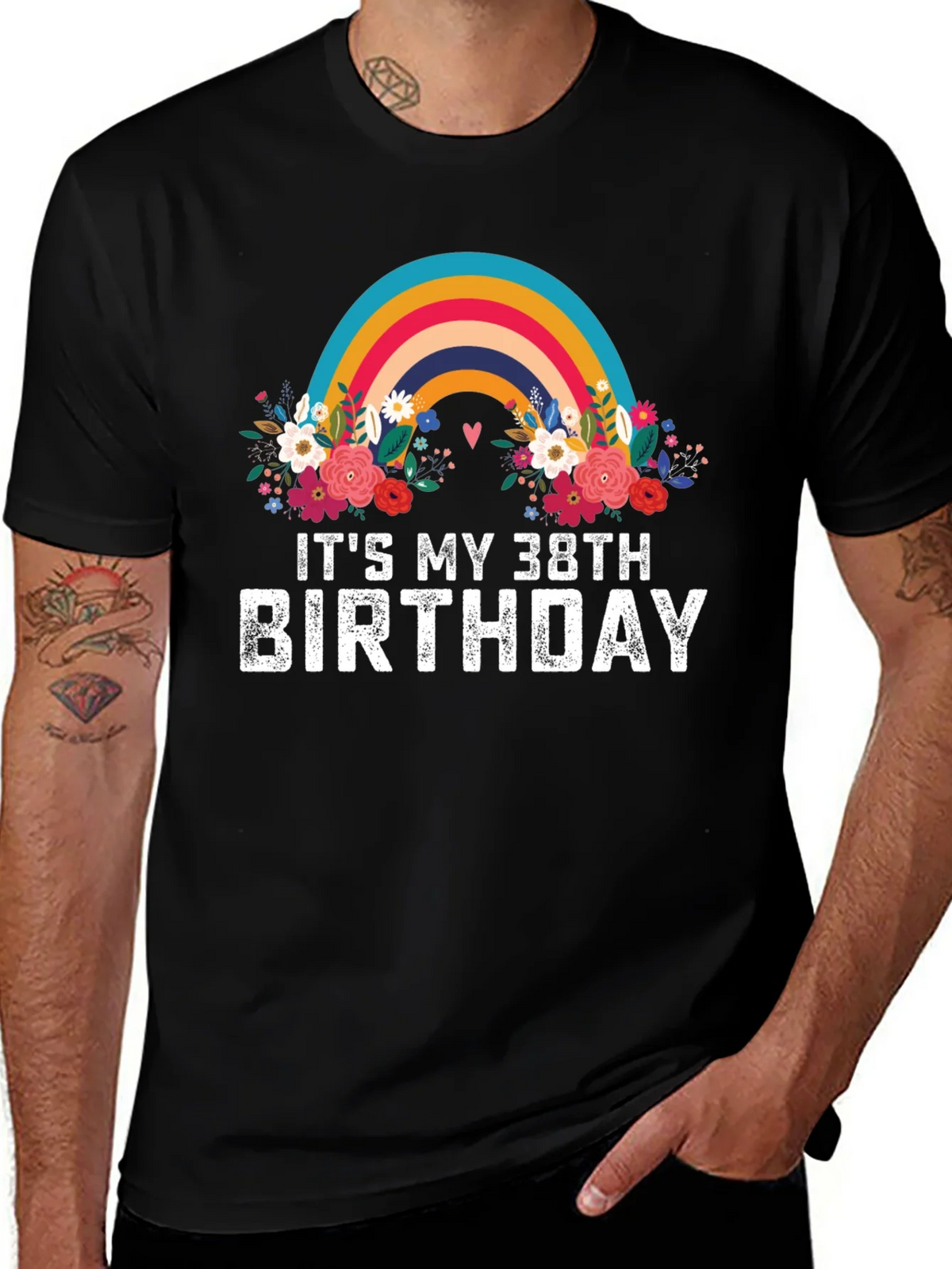 38th Birthday Rainbow Floral T-Shirt product image 1