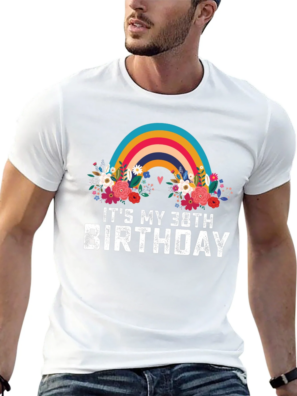 38th Birthday Rainbow Floral T-Shirt product image 12