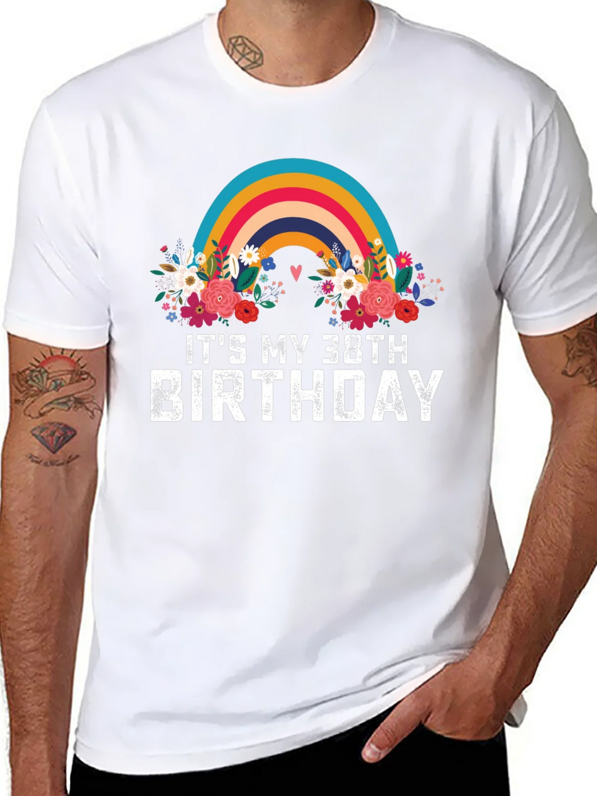 38th Birthday Rainbow Floral T-Shirt product image 7