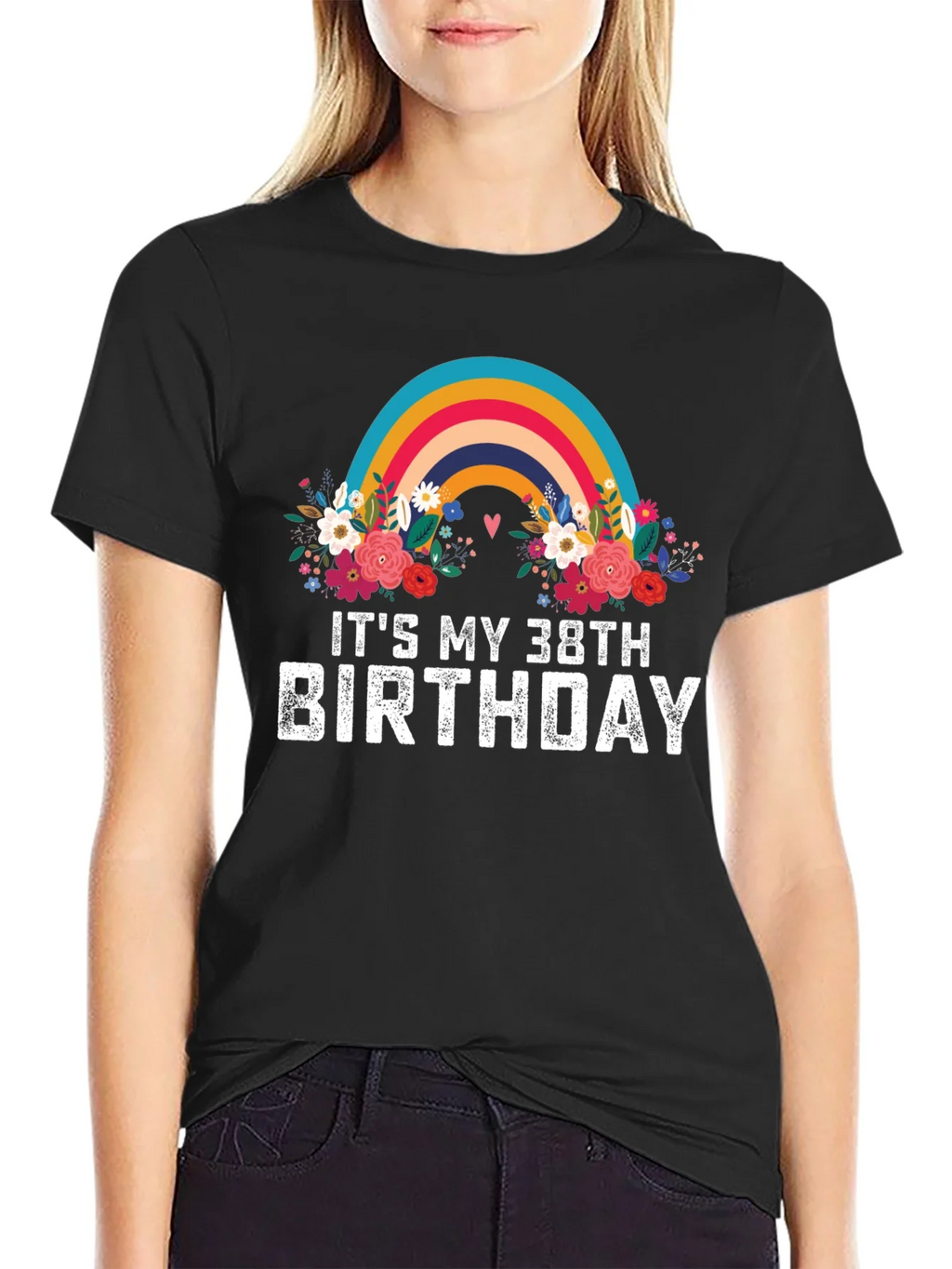 38th Birthday Rainbow Floral T-Shirt product image 2
