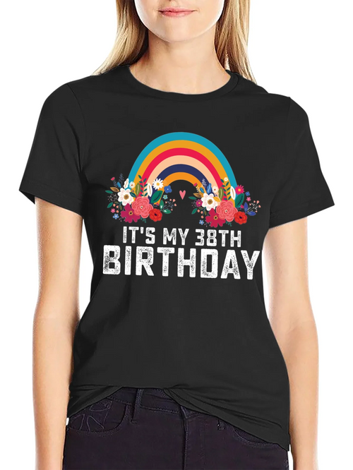 38th Birthday Rainbow Floral T-Shirt product image 2