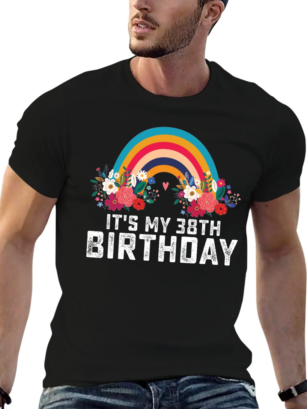 38th Birthday Rainbow Floral T-Shirt product image 6