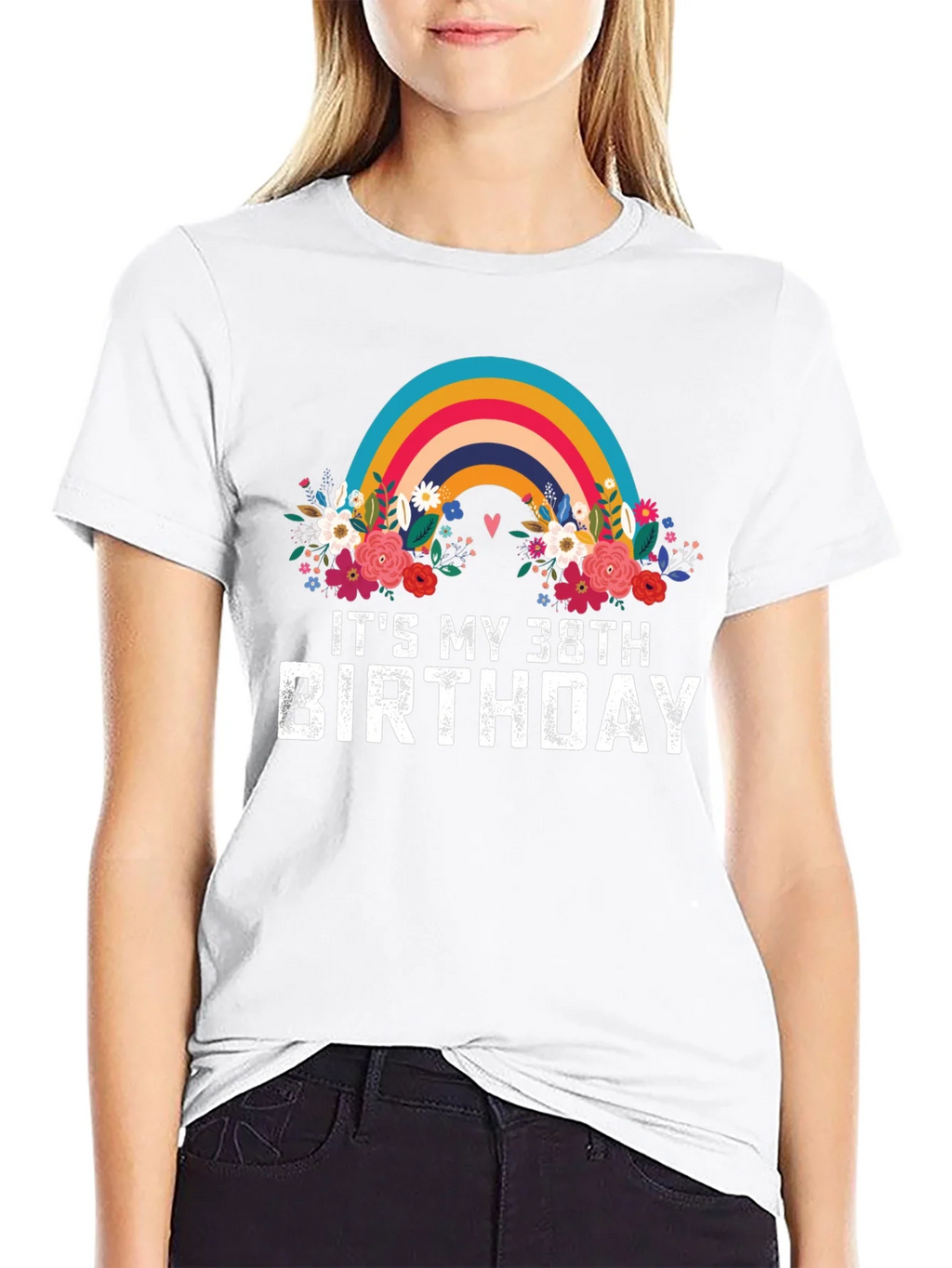 38th Birthday Rainbow Floral T-Shirt product image 8