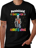 Running Because Murder Is Wrong Skeleton T-Shirt product image 1
